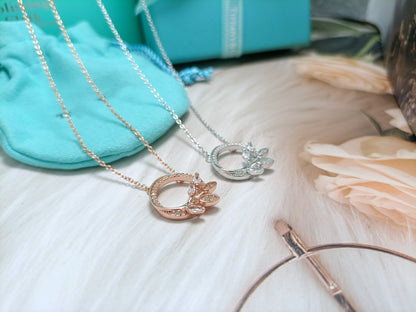 [Clover Jewelry]DIAMOND VINE CIRCLE PENDANT PLATINUM NECKLACE