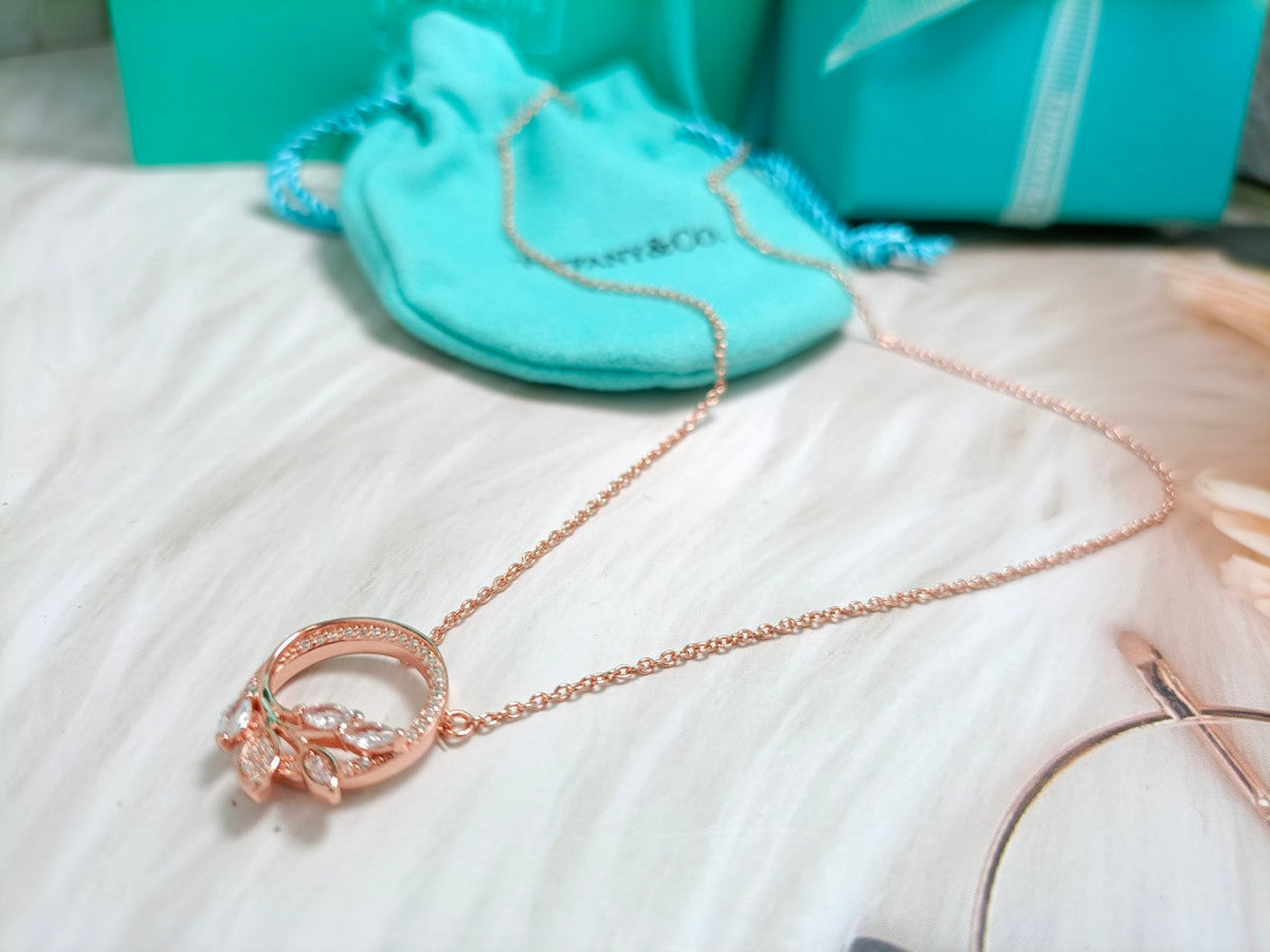[Clover Jewelry]DIAMOND VINE CIRCLE PENDANT PLATINUM NECKLACE