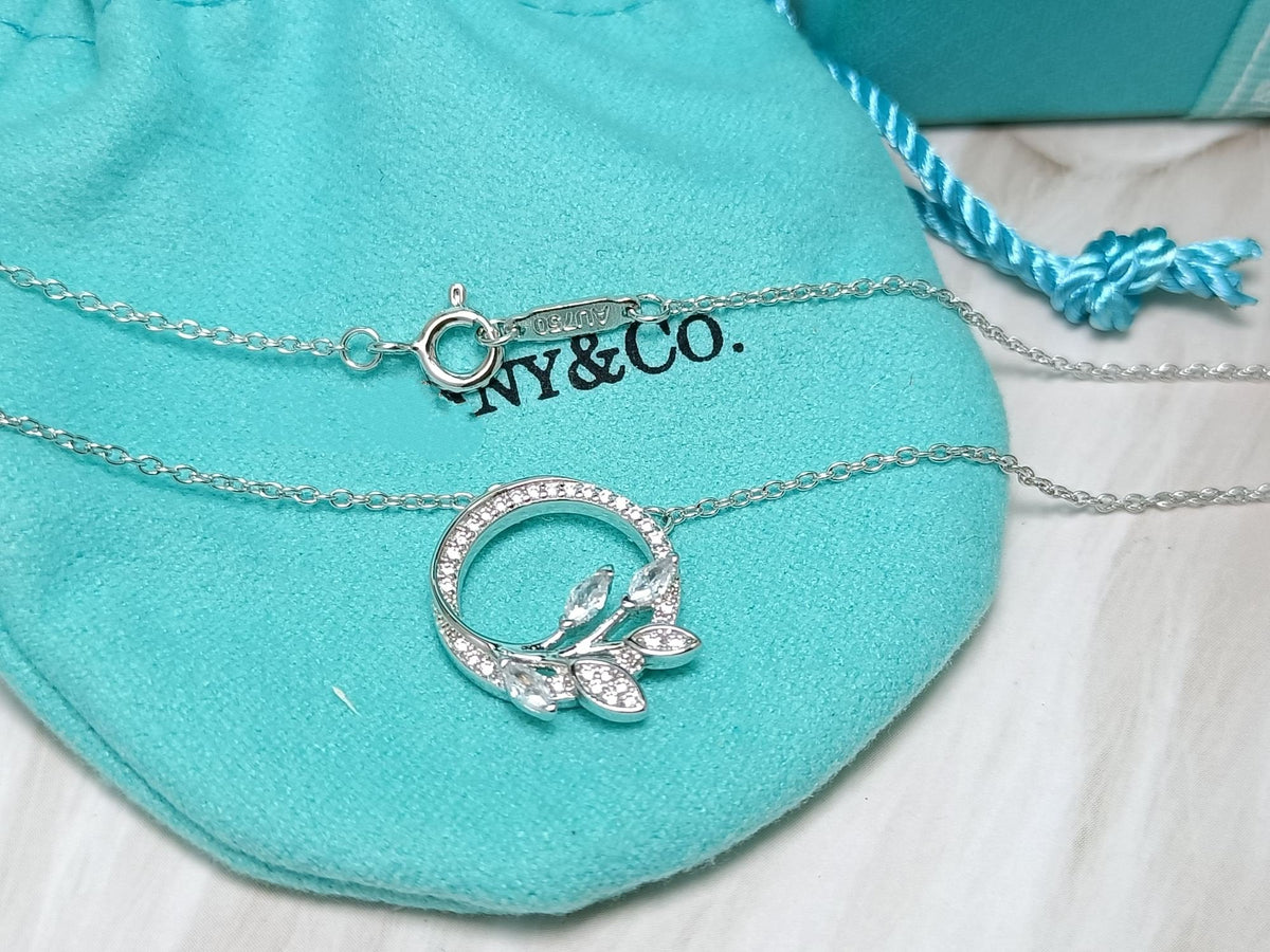 [Clover Jewelry]DIAMOND VINE CIRCLE PENDANT PLATINUM NECKLACE