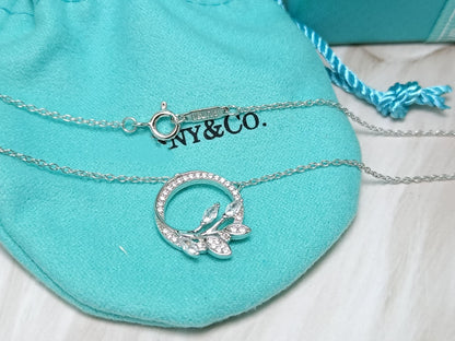 [Clover Jewelry]DIAMOND VINE CIRCLE PENDANT PLATINUM NECKLACE
