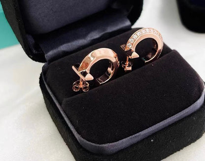 [Clover Jewelry]HOOP EARRINGS IN ROSE GOLD WITH DIAMONDS