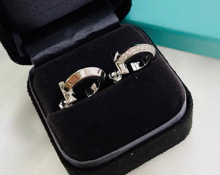 [Clover Jewelry]HOOP EARRINGS IN ROSE GOLD WITH DIAMONDS