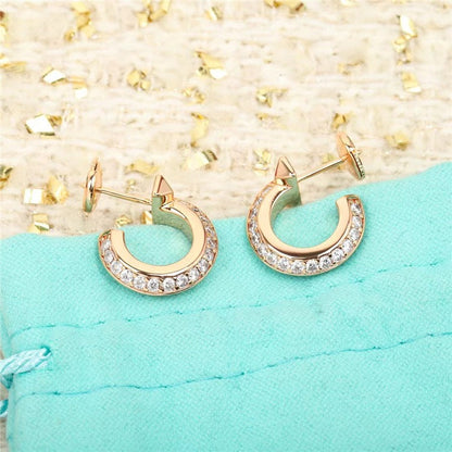 [Clover Jewelry]HOOP EARRINGS IN ROSE GOLD WITH DIAMONDS