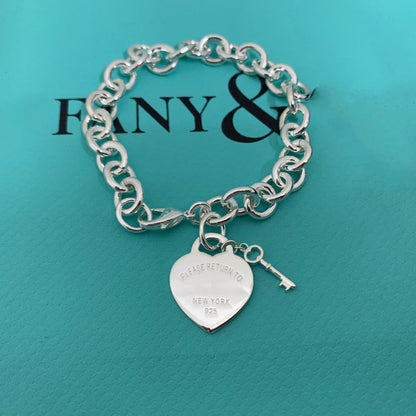 [Clover Jewelry]KEY HEART CARD CHUNKY INTERLOCKING BRACELET LENGTH