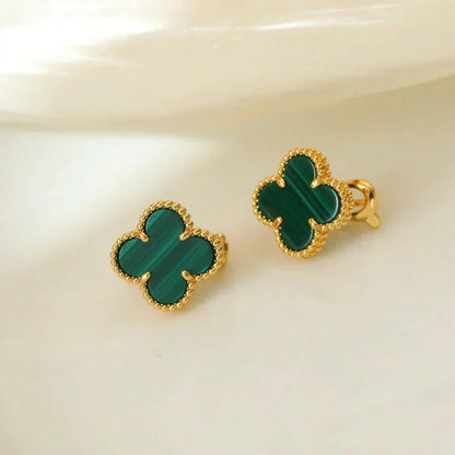 [⭐Clover Jewelry]CLOVER MEDIUM 1 MOTIFS MALACHITE  EARRINGS