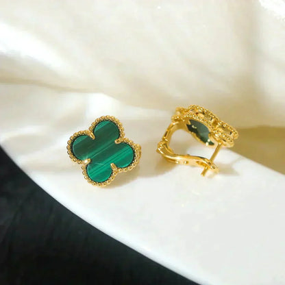 [⭐Clover Jewelry]CLOVER MEDIUM 1 MOTIFS MALACHITE  EARRINGS