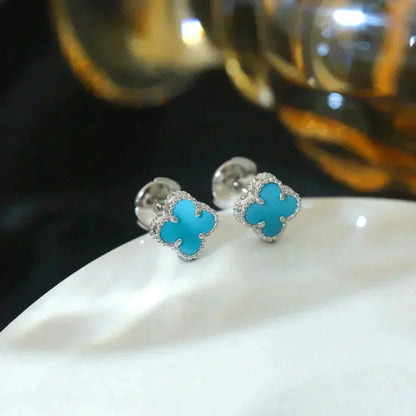 [⭐Clover Jewelry]CLOVER MINI 9.5MM ONYX STUD EARRINGS SILVER