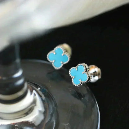 [⭐Clover Jewelry]CLOVER MINI 9.5MM ONYX STUD EARRINGS SILVER