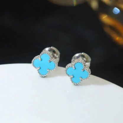 [⭐Clover Jewelry]CLOVER MINI 9.5MM ONYX STUD EARRINGS SILVER