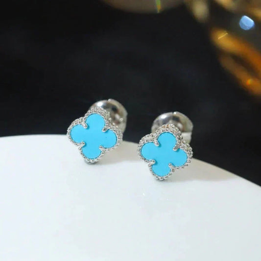 [⭐Clover Jewelry]CLOVER MINI 9.5MM ONYX STUD EARRINGS SILVER