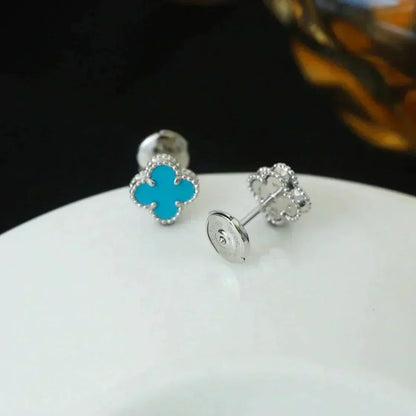 [⭐Clover Jewelry]CLOVER MINI 9.5MM ONYX STUD EARRINGS SILVER