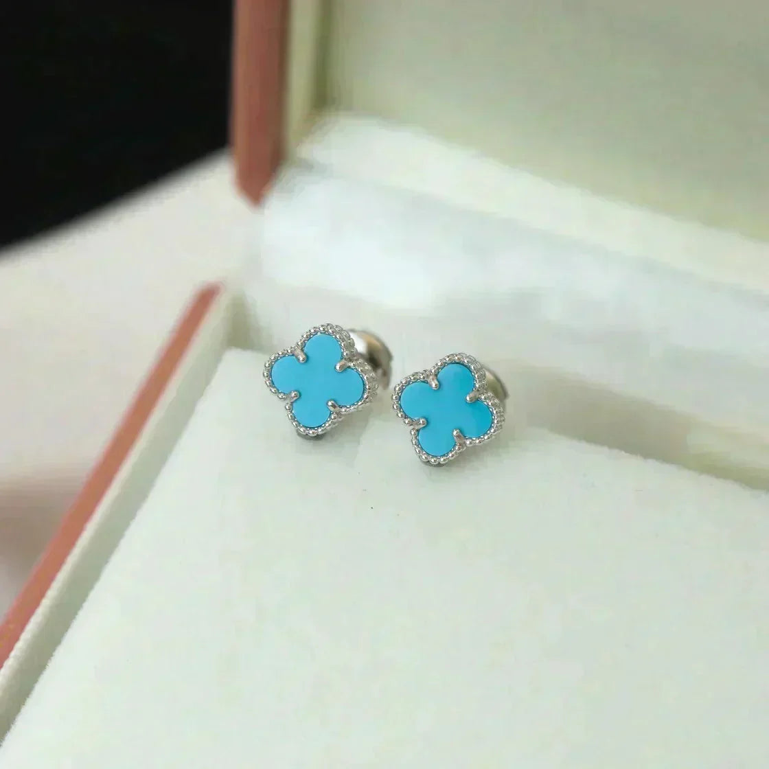 [⭐Clover Jewelry]CLOVER MINI 9.5MM ONYX STUD EARRINGS SILVER