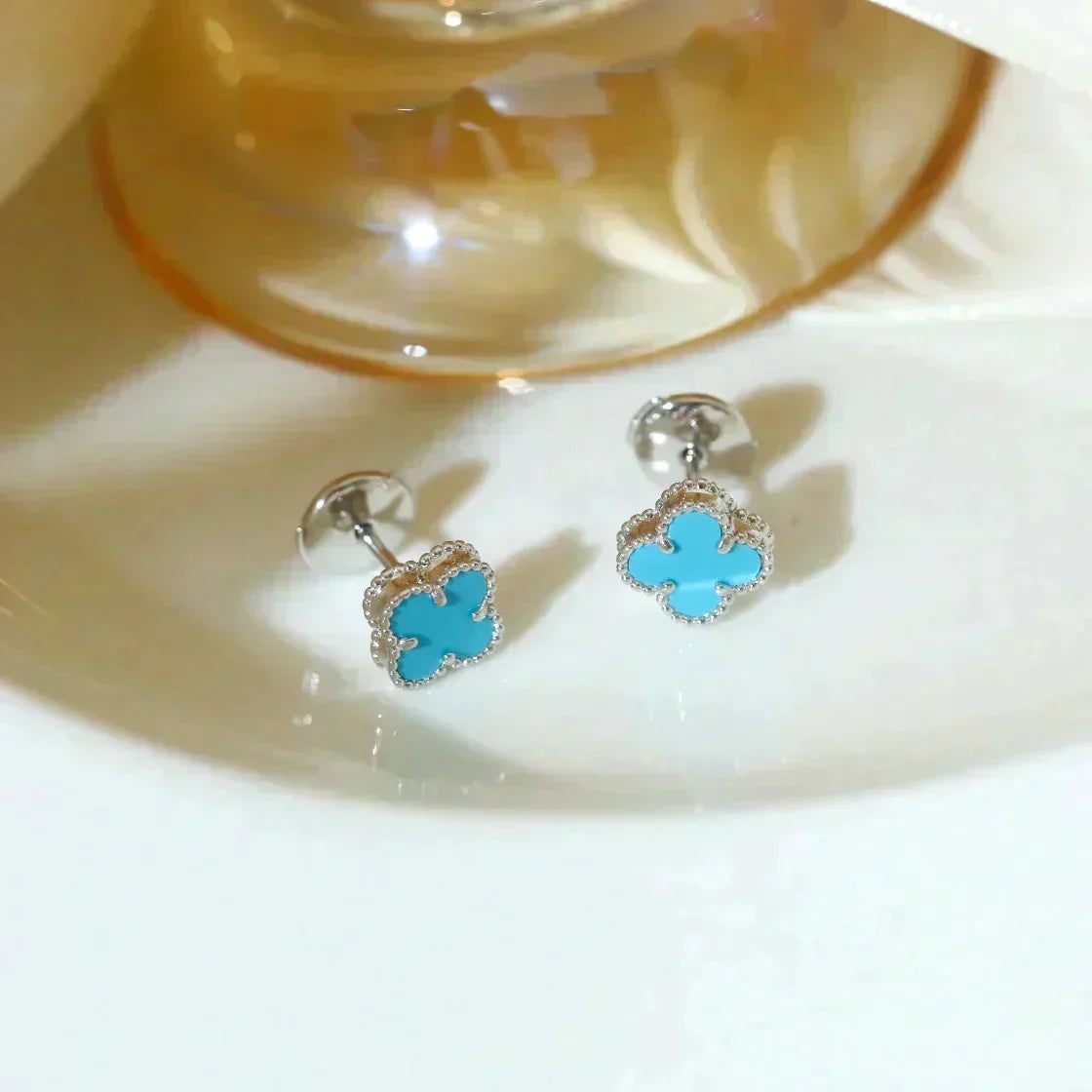[⭐Clover Jewelry]CLOVER MINI 9.5MM ONYX STUD EARRINGS SILVER