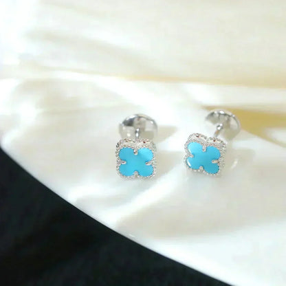 [⭐Clover Jewelry]CLOVER MINI 9.5MM ONYX STUD EARRINGS SILVER