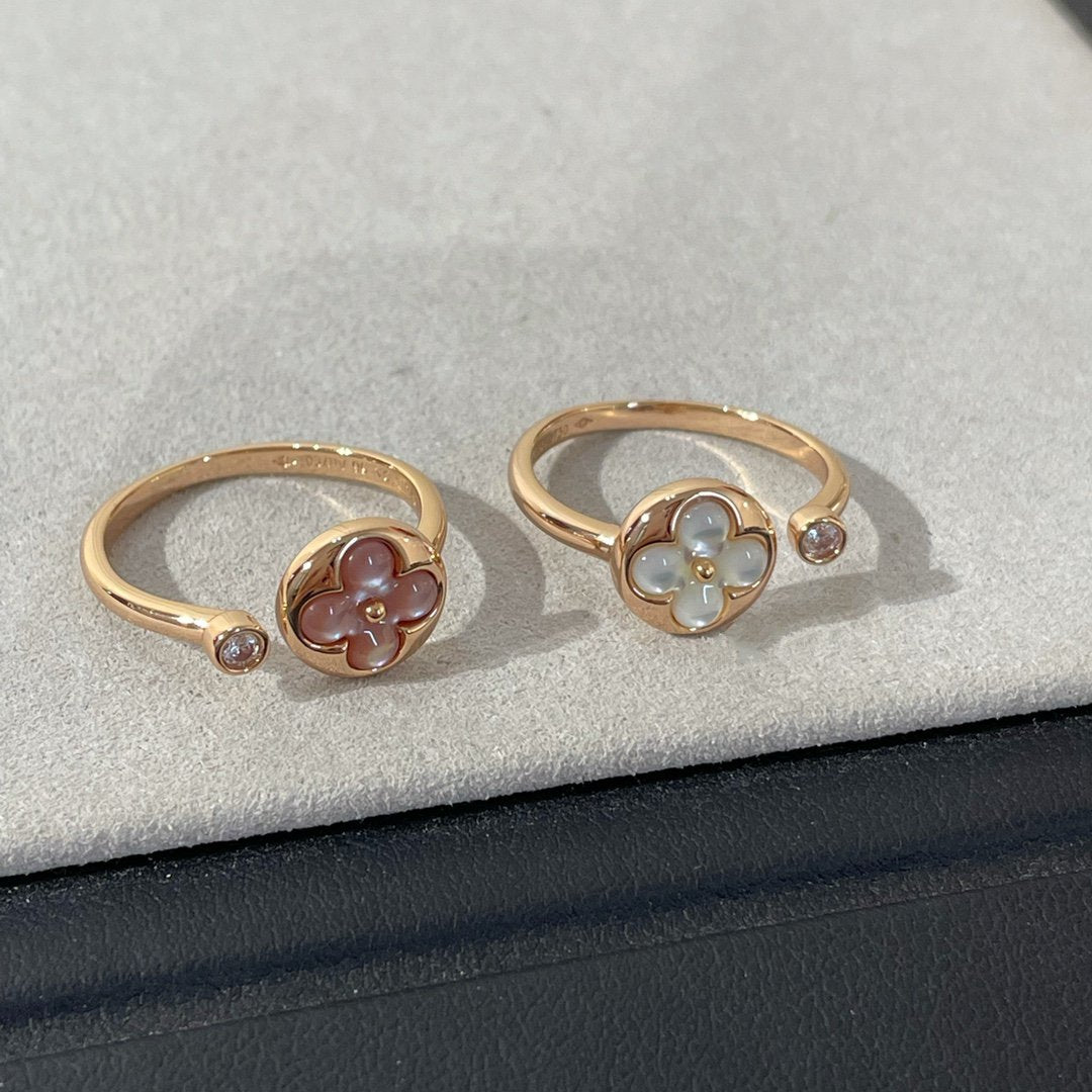 [⭐Clover Jewelry]SUN 1 DIAMOND PINK MOP RING