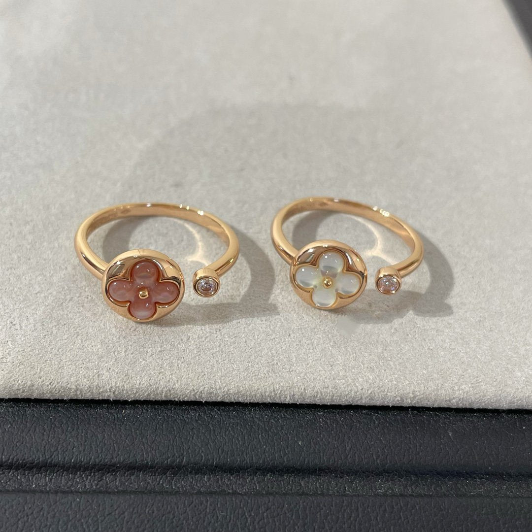 [⭐Clover Jewelry]SUN 1 DIAMOND PINK MOP RING