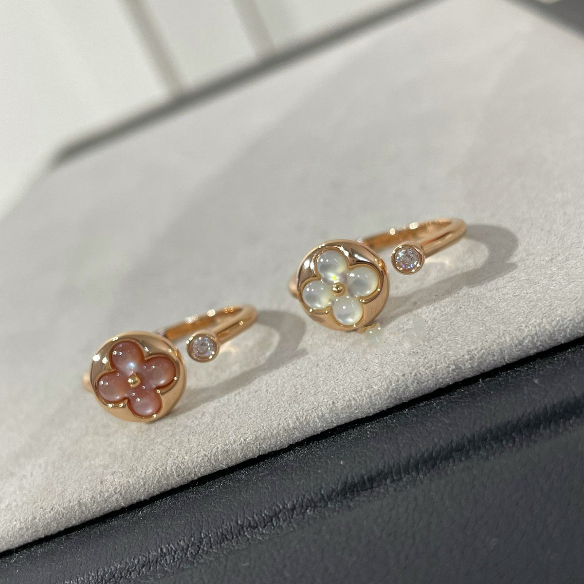 [⭐Clover Jewelry]SUN 1 DIAMOND PINK MOP RING