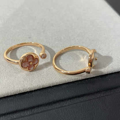 [⭐Clover Jewelry]SUN 1 DIAMOND PINK MOP RING