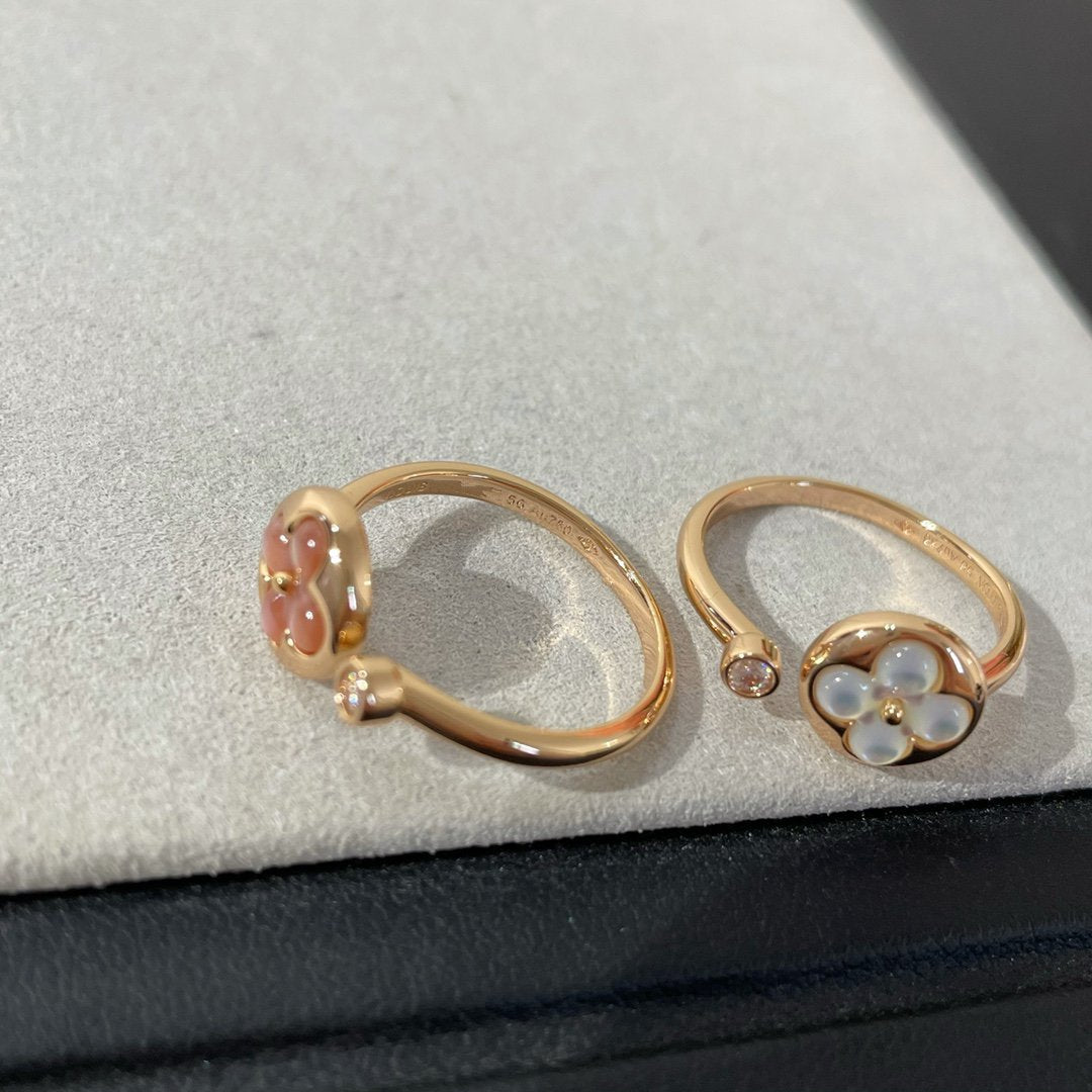 [⭐Clover Jewelry]SUN 1 DIAMOND PINK MOP RING