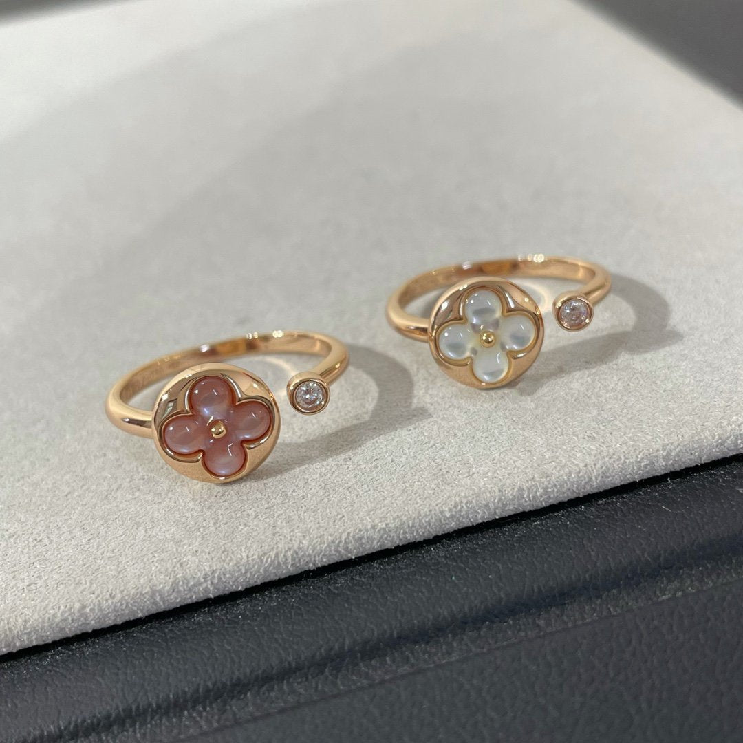 [⭐Clover Jewelry]SUN 1 DIAMOND PINK MOP RING