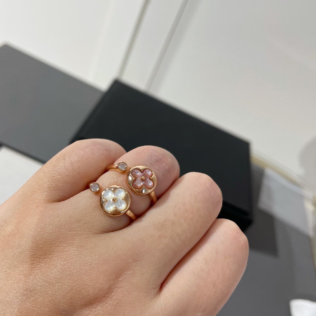 [⭐Clover Jewelry]SUN 1 DIAMOND PINK MOP RING