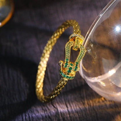[⭐Clover Jewelry]FORCE 10 GOLD GREEN DIAMOND PAVED