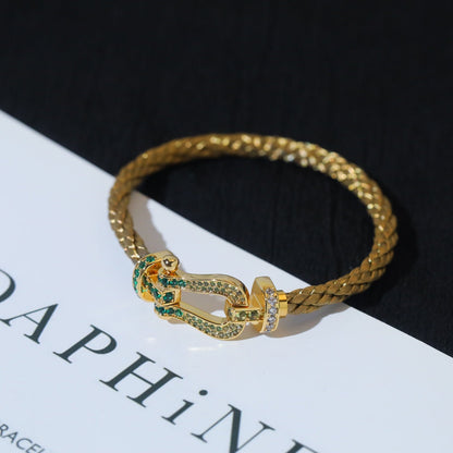 [⭐Clover Jewelry]FORCE 10 GOLD GREEN DIAMOND PAVED