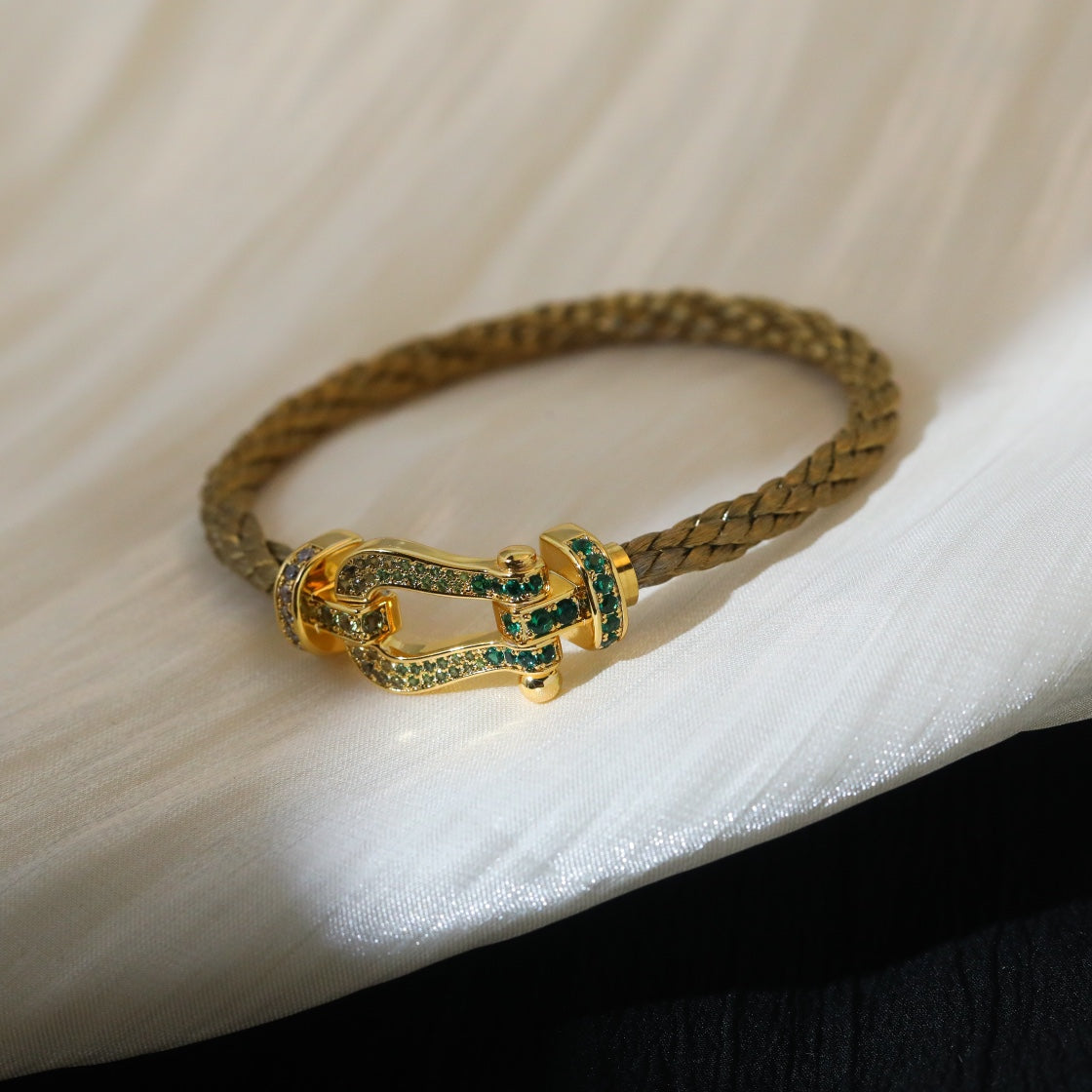 [⭐Clover Jewelry]FORCE 10 GOLD GREEN DIAMOND PAVED