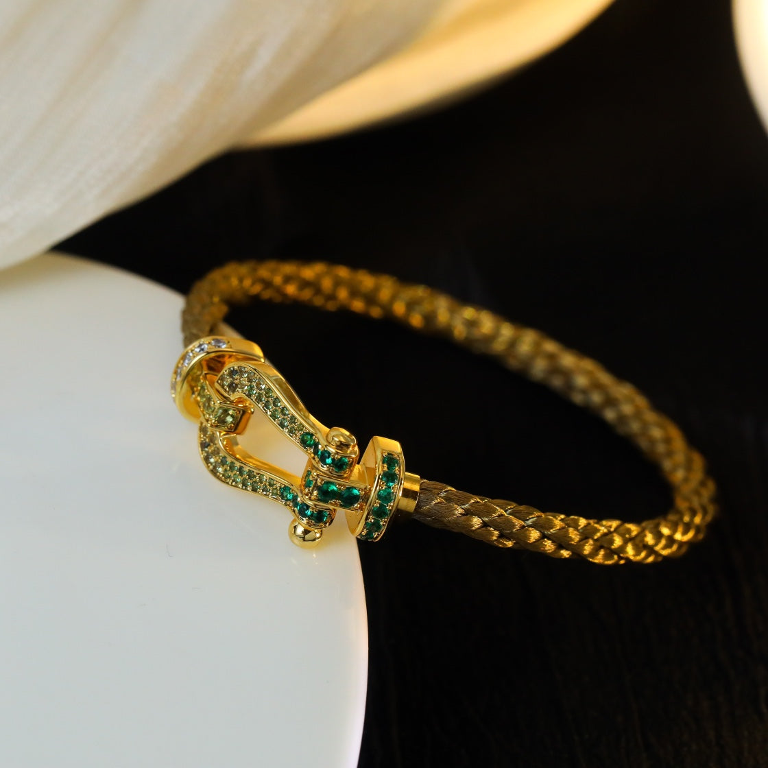 [⭐Clover Jewelry]FORCE 10 GOLD GREEN DIAMOND PAVED