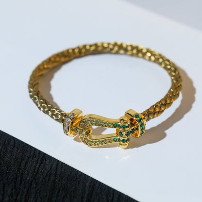 [⭐Clover Jewelry]FORCE 10 GOLD GREEN DIAMOND PAVED