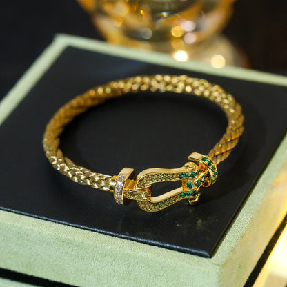 [⭐Clover Jewelry]FORCE 10 GOLD GREEN DIAMOND PAVED