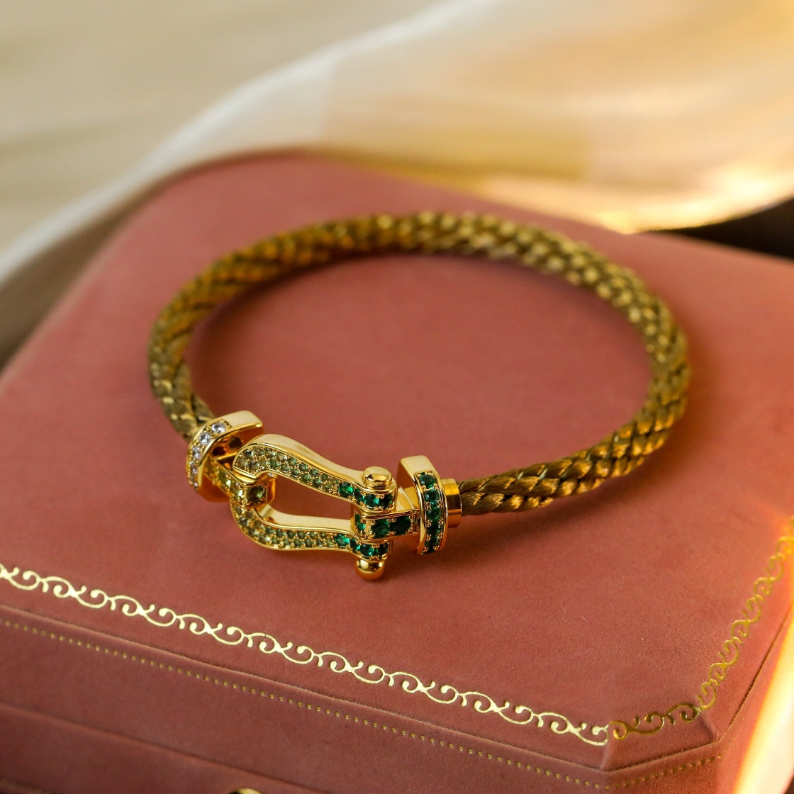[⭐Clover Jewelry]FORCE 10 GOLD GREEN DIAMOND PAVED
