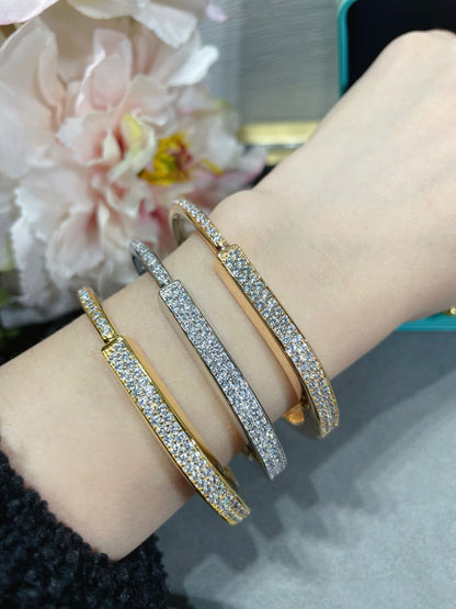 [Clover Jewelry]LOCK BRACELET DIAMOND PAVED