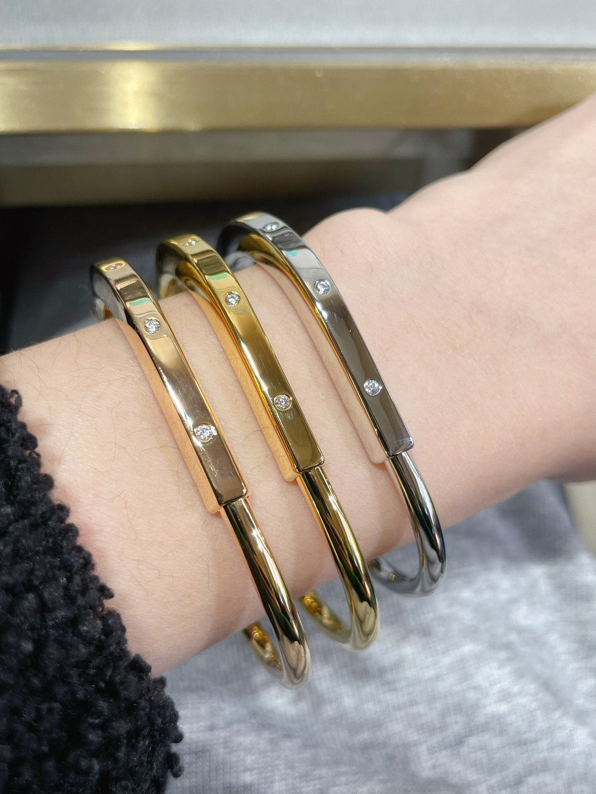 [Clover Jewelry]LOCK BRACELET 8 DIAMOND