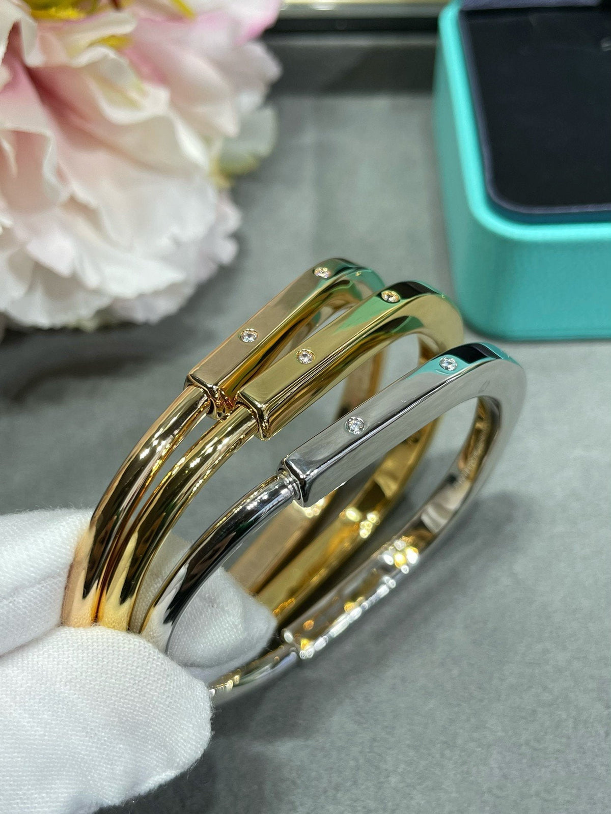[Clover Jewelry]LOCK BRACELET 8 DIAMOND
