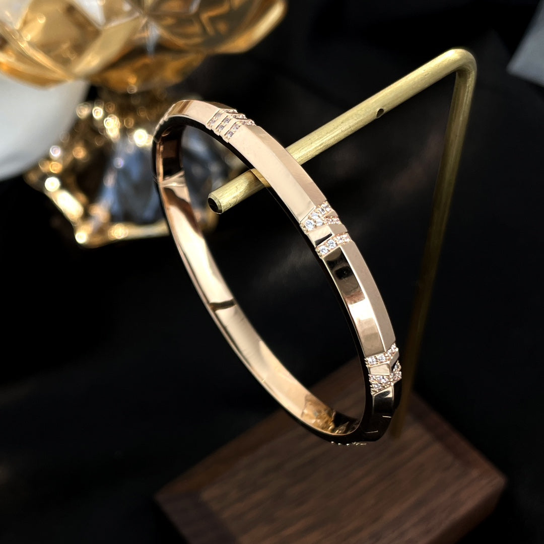 [Clover Jewelry]ATLAS BRACELET 6MM DIAMOND PINK GOLD