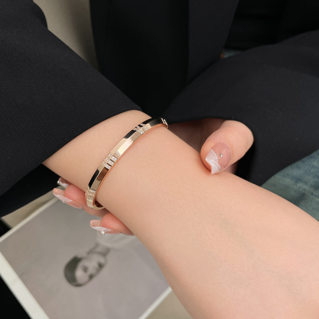 [Clover Jewelry]ATLAS BRACELET 6MM DIAMOND PINK GOLD