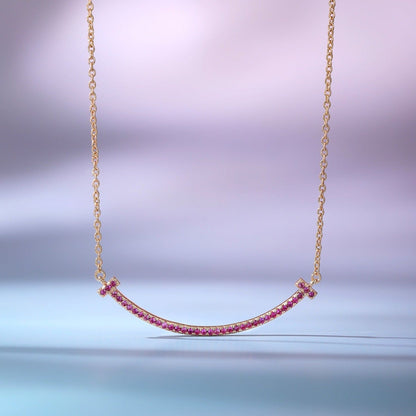 [Clover Jewelry]BIG SMILE PEDANT PINK DIAMOND NECKLACE
