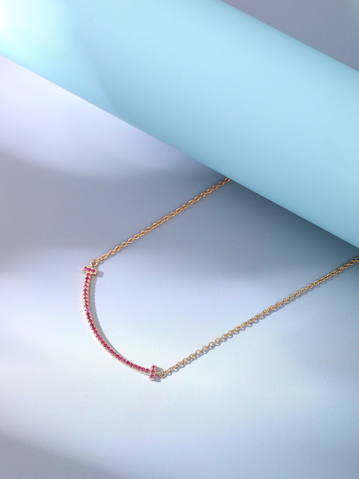 [Clover Jewelry]BIG SMILE PEDANT PINK DIAMOND NECKLACE