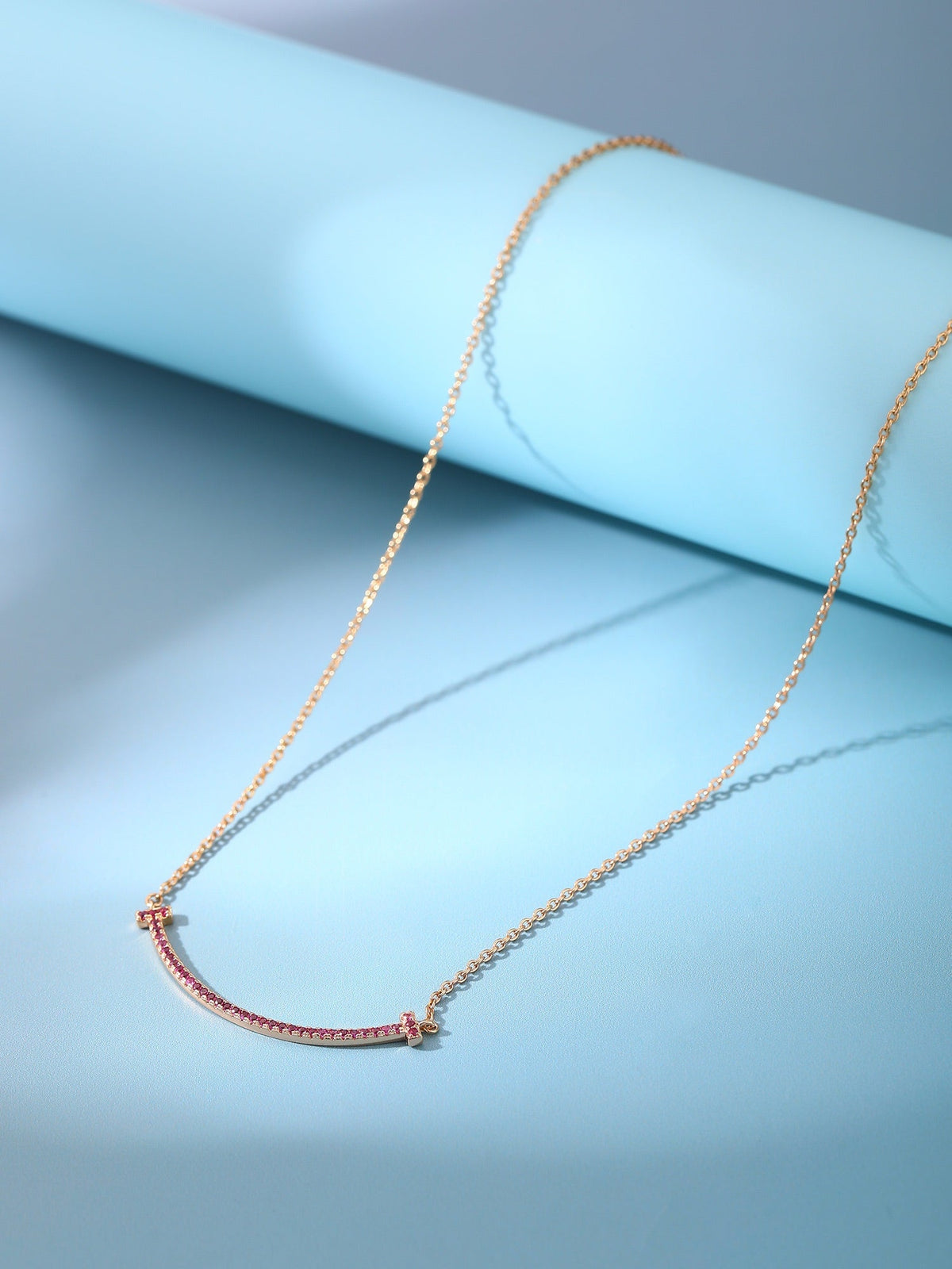 [Clover Jewelry]BIG SMILE PEDANT PINK DIAMOND NECKLACE
