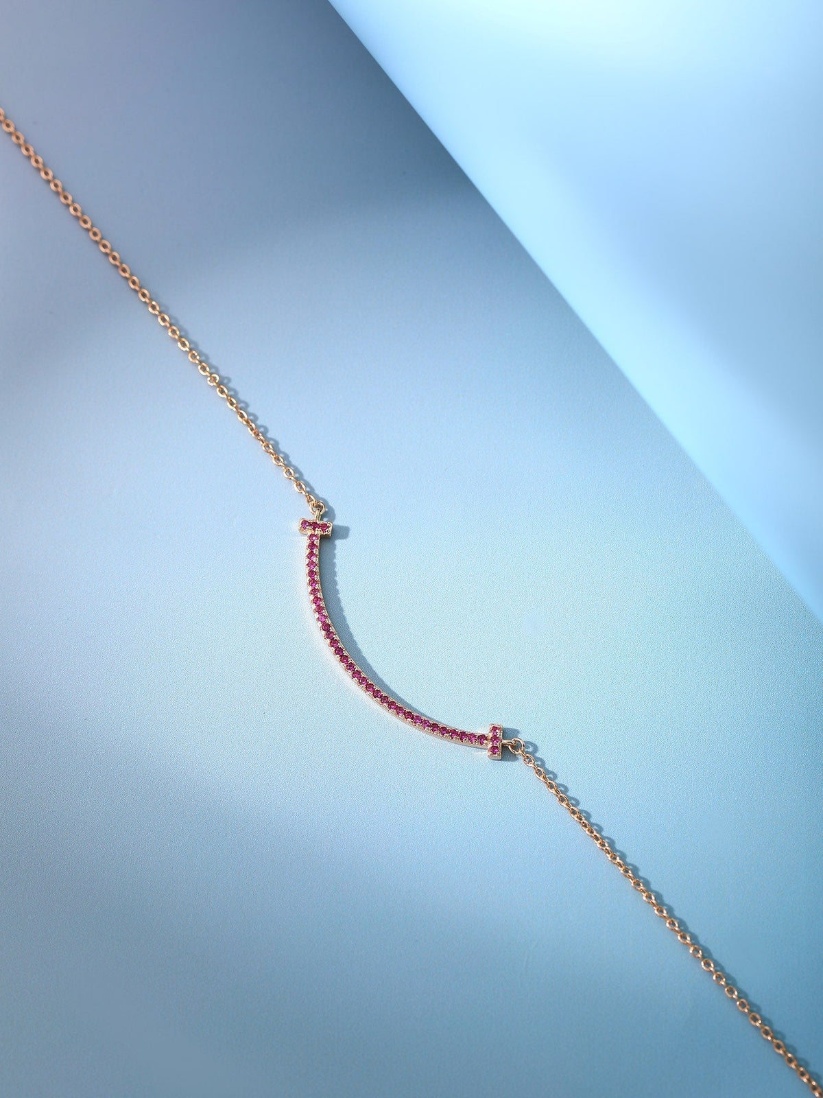 [Clover Jewelry]BIG SMILE PEDANT PINK DIAMOND NECKLACE