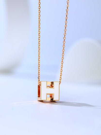 [⭐Clover Jewelry]H CAGE PINK GOLD NECKLACE