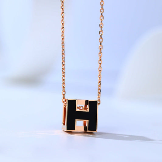 [⭐Clover Jewelry]H CAGE PINK GOLD NECKLACE