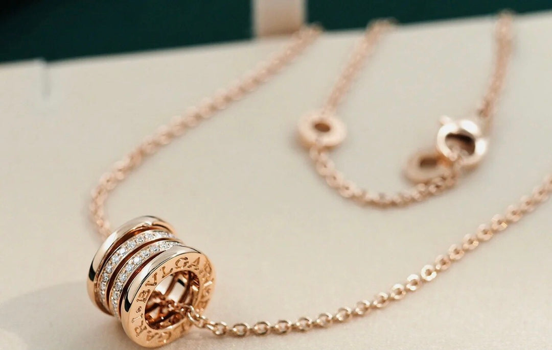 [⭐Clover Jewelry]ZERO 1 PINK GOLD DIAMOND NECKLACE