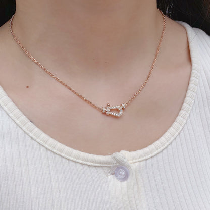 [⭐Clover Jewelry]FORCE 10 PINK GOLD DIAMOND NECKLACE