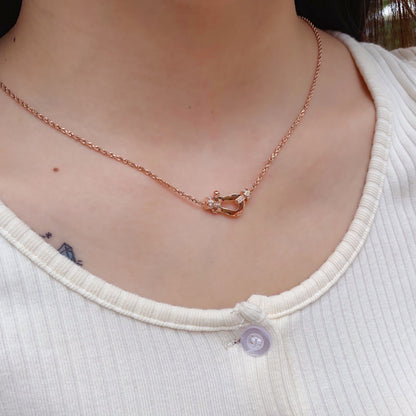 [⭐Clover Jewelry]FORCE 10 PINK GOLD DIAMOND NECKLACE