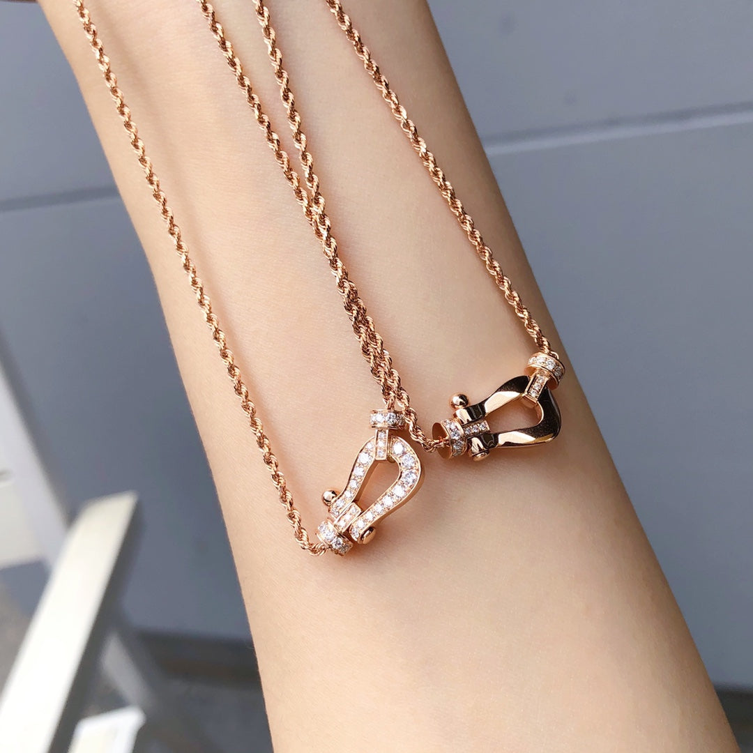 [⭐Clover Jewelry]FORCE 10 PINK GOLD DIAMOND NECKLACE