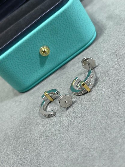 [Clover Jewelry]EDGE DIAMOND PINK GOLD EARRINGS