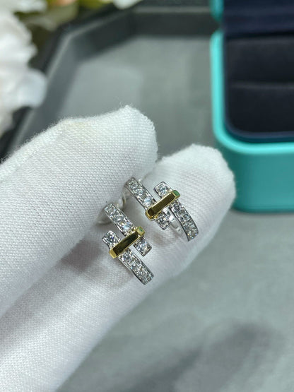 [Clover Jewelry]EDGE DIAMOND PINK GOLD EARRINGS