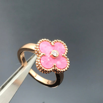 [⭐Clover Jewelry]CLOVER RHODONITE ROSE GOLD RING